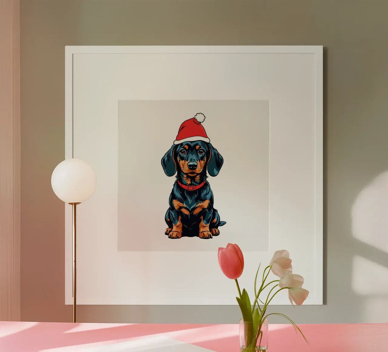 Weihnachten Dackel | mit Weihnachtsmütze | niedliche Tiere poster da schoenverpacktde