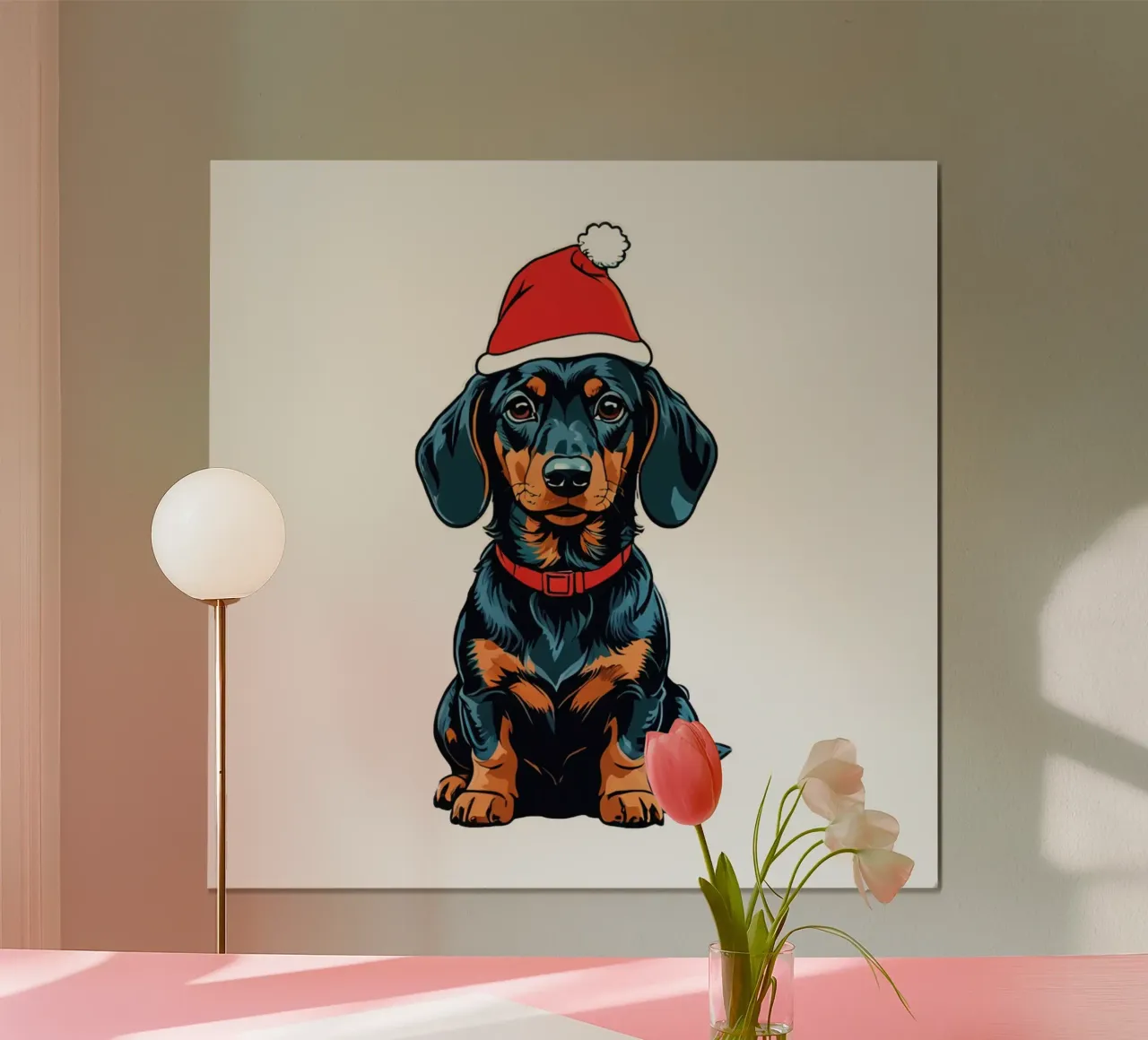 Weihnachten Dackel | mit Weihnachtsmütze | niedliche Tiere poster da schoenverpacktde
