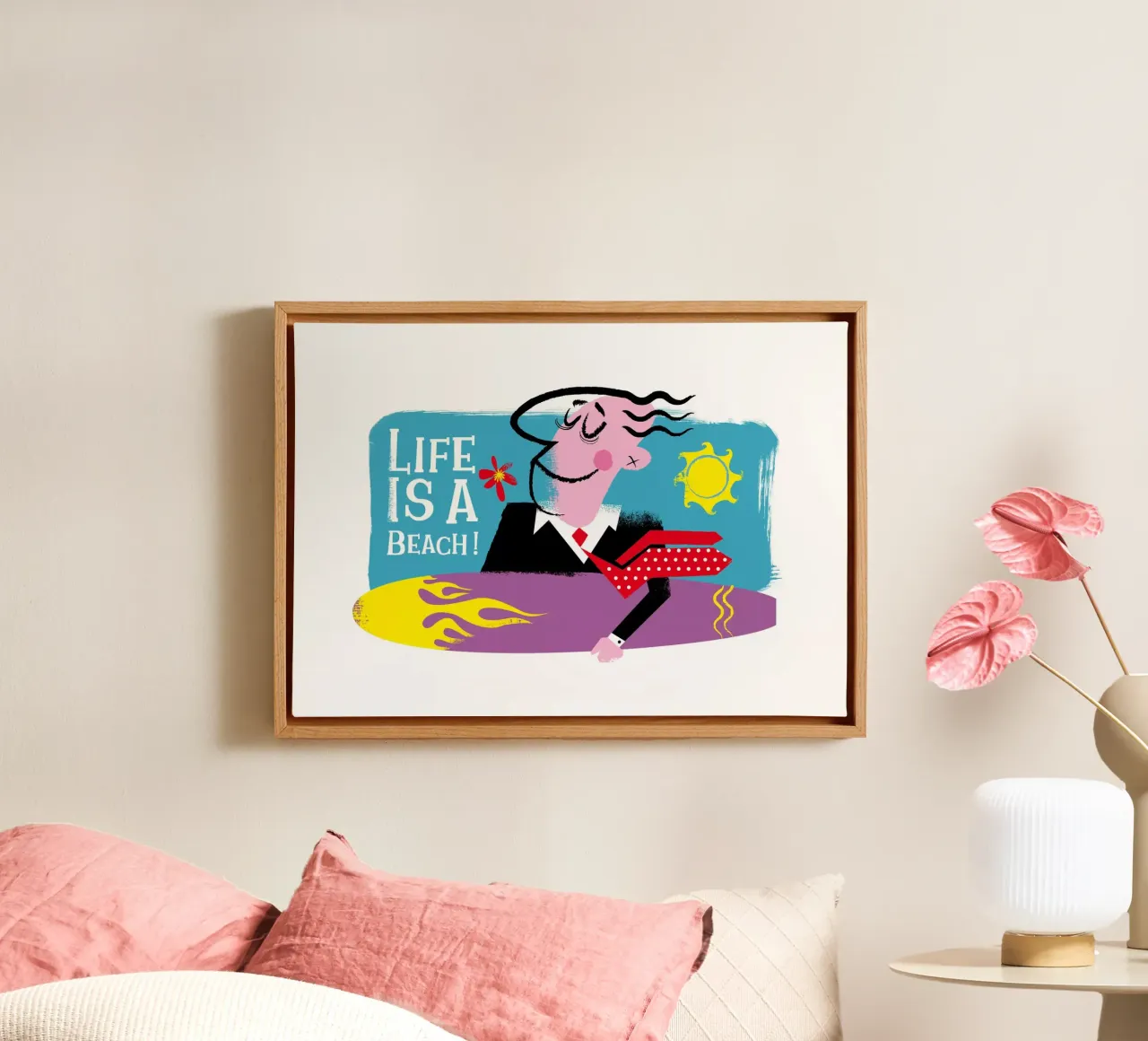 Life is a beach! tela con Cornice a cassetta da Looks n Brains