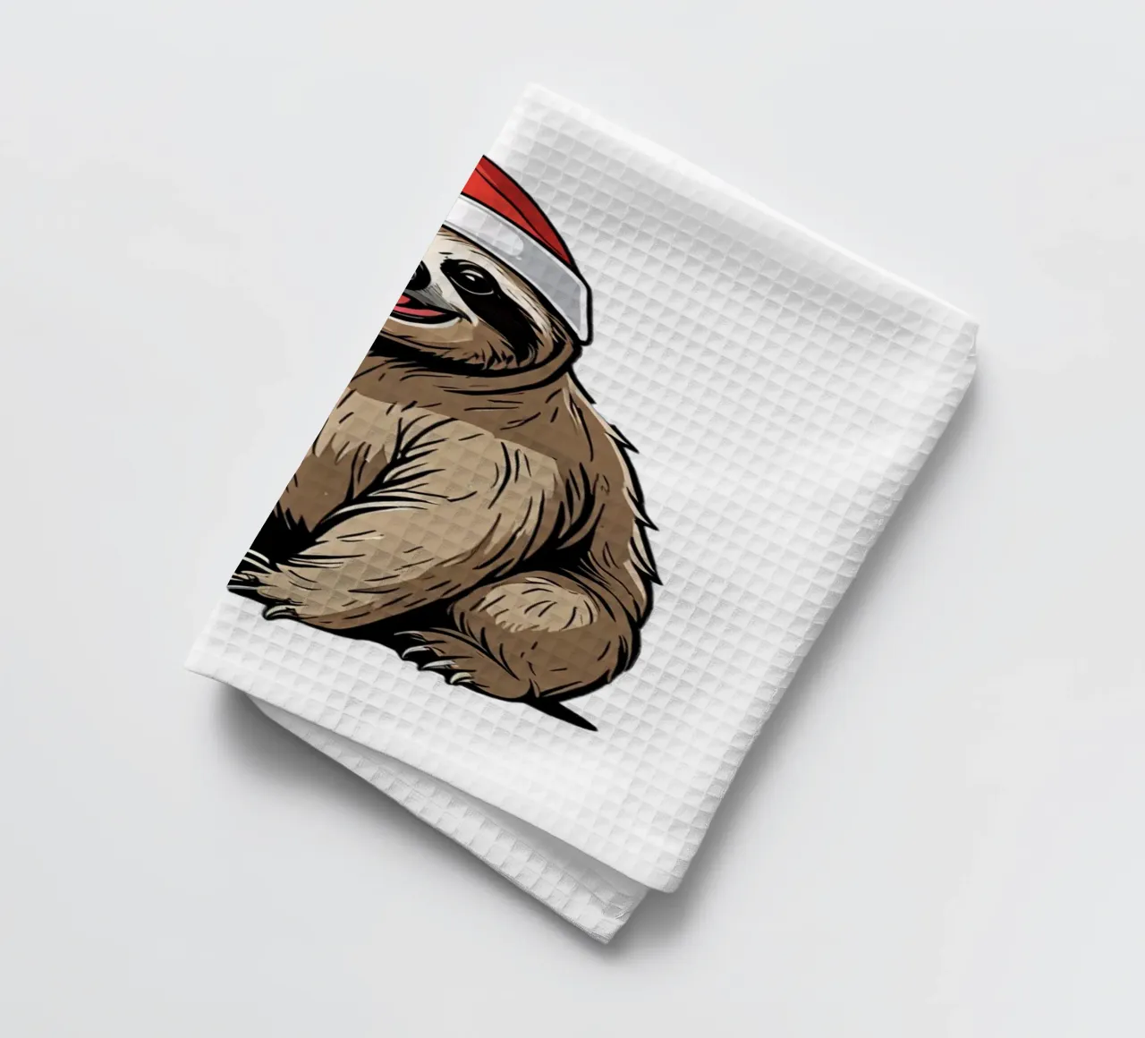 Weihnachten Faultier | mit Weihnachtsmütze | süße Tiere tea towel by schoenverpacktde