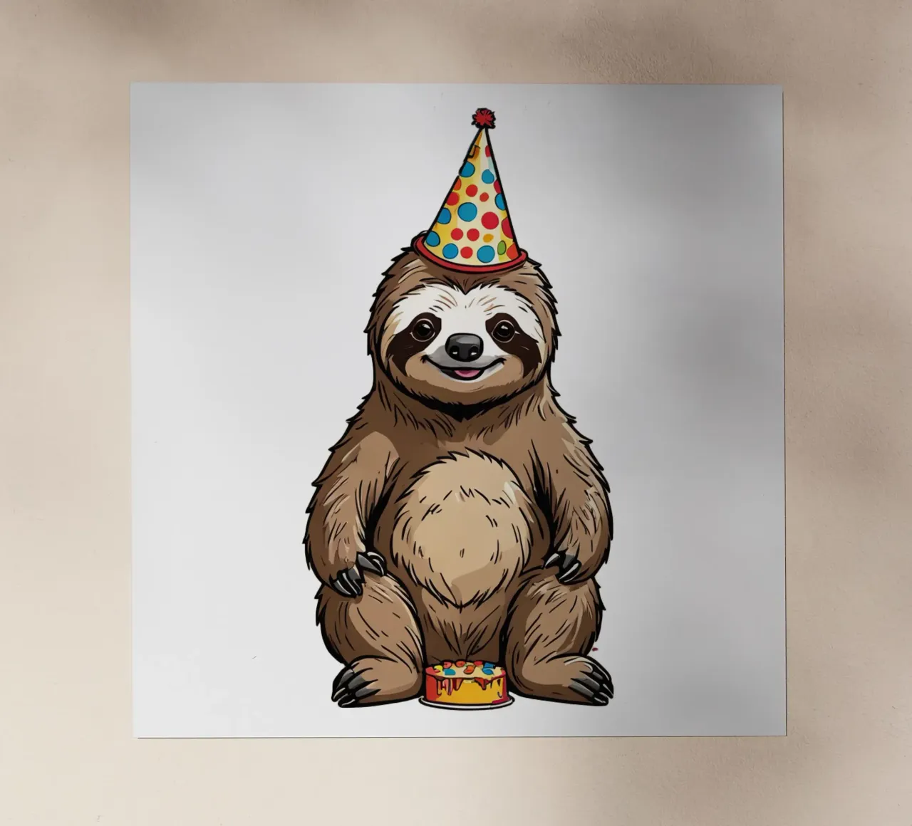 Geburtstag Faultier | mit Kuchen und Partyhut | süße Tiere pellicola backlit da schoenverpacktde