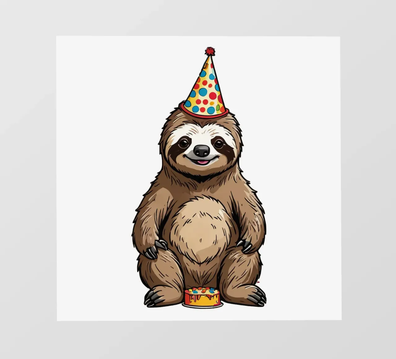 Geburtstag Faultier | mit Kuchen und Partyhut | süße Tiere telo in pvc da schoenverpacktde