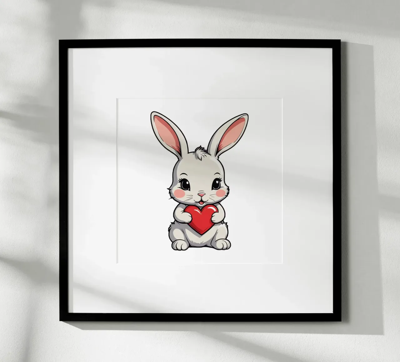Süßer Hase mit Herz | verliebt | in Liebe | für Paare | Tier poster con telaio in alluminio da schoenverpacktde