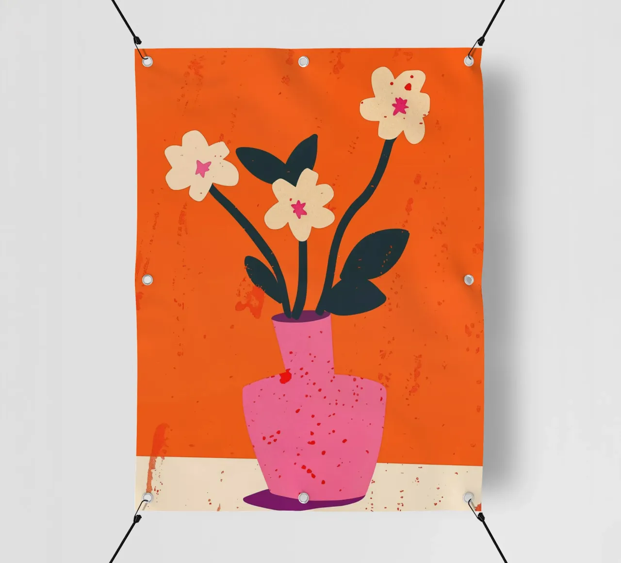 Fiori in vaso rosa | Creatore di umore positivo telo in pvc da Autofocus