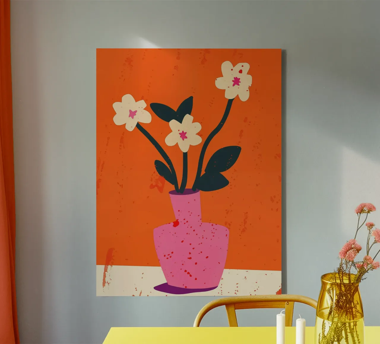 Fiori in vaso rosa | Creatore di umore positivo tela con Cornice a cassetta da Autofocus