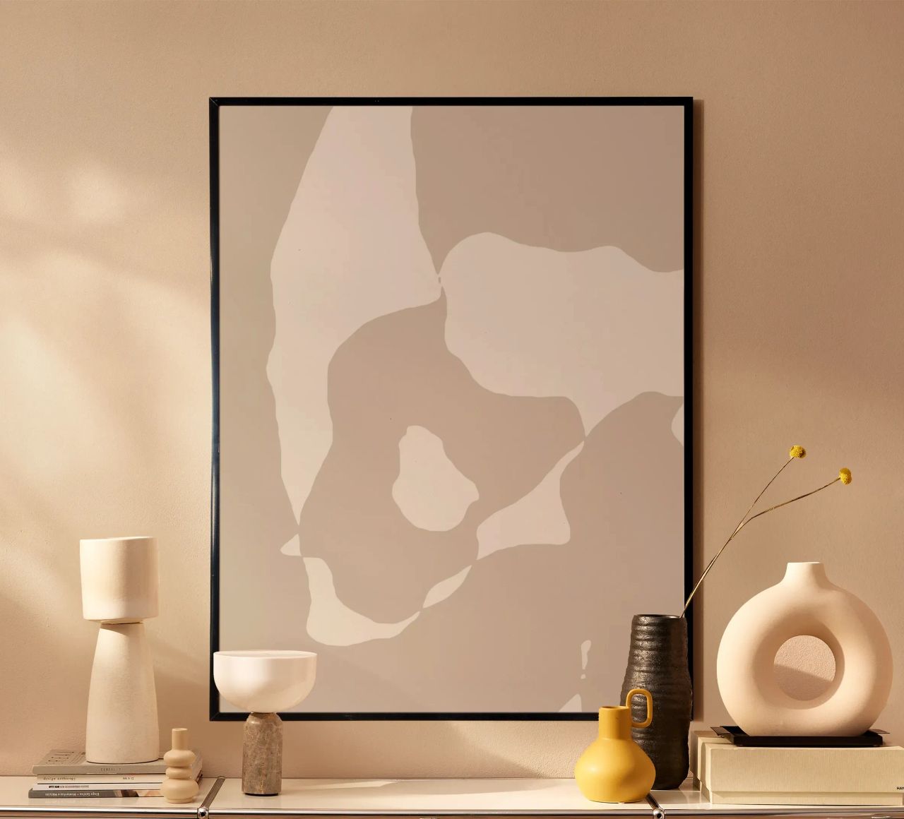 Shapes 1 | Neutral & White Minimal Abstract poster da sabidussi