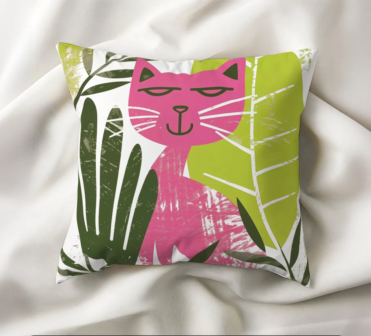 Gatto rosa fresco | motivo di buon umore cuscino da Autofocus
