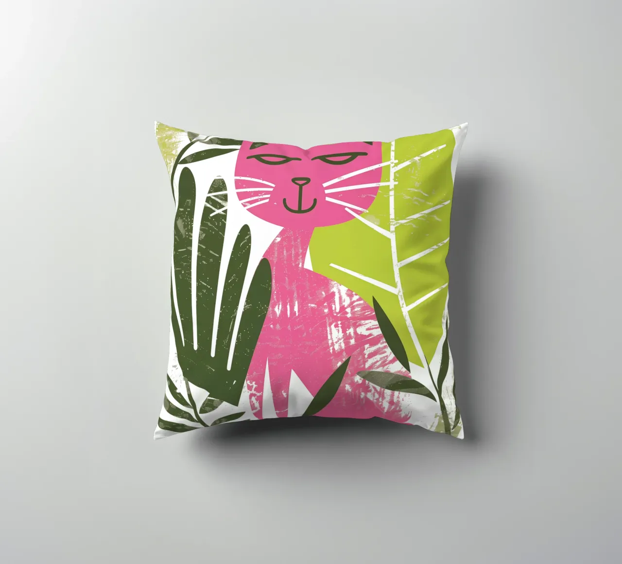 Gatto rosa fresco | motivo di buon umore cuscino da Autofocus