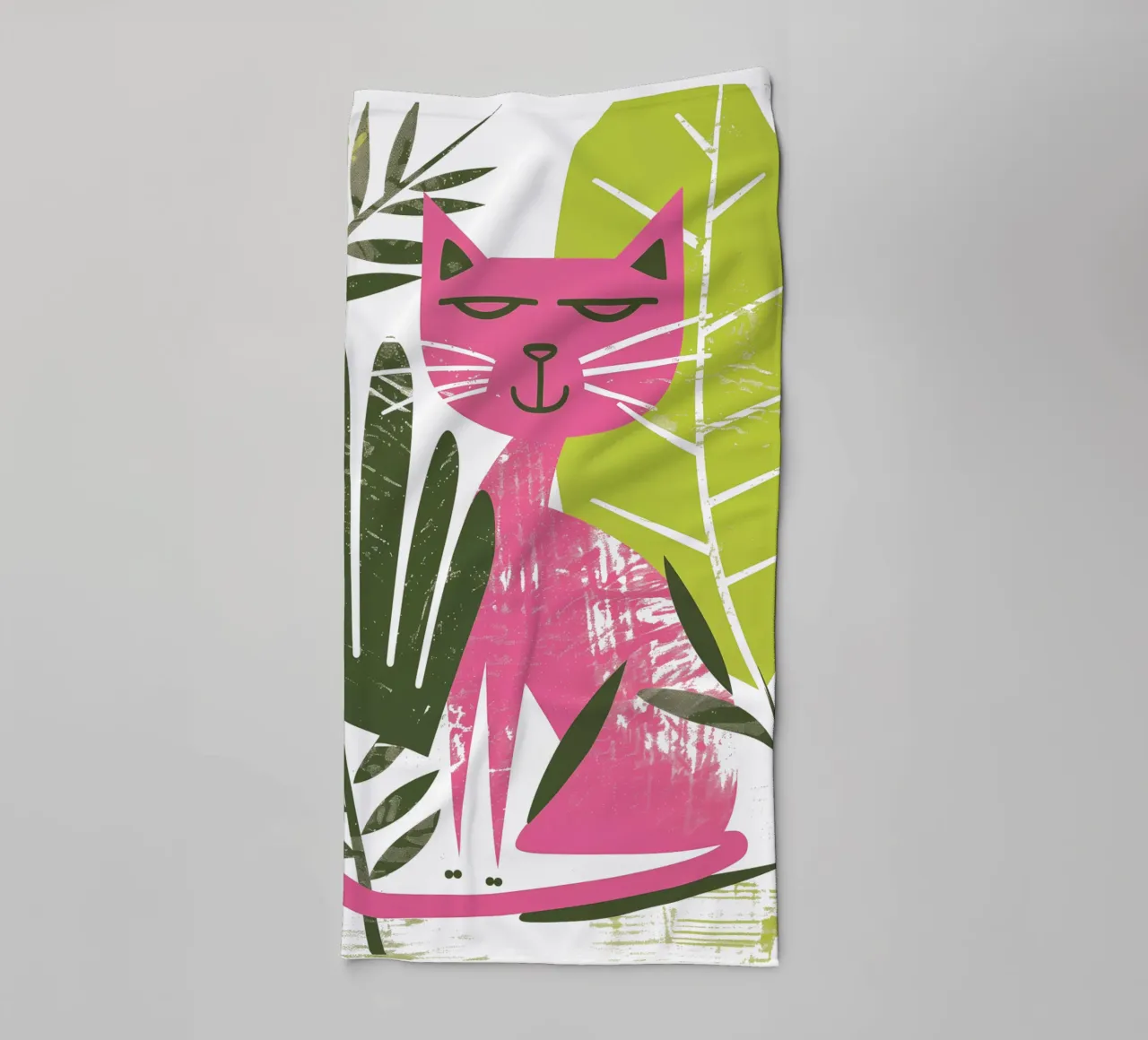 Cool pink cat | good mood motif towel by Autofocus