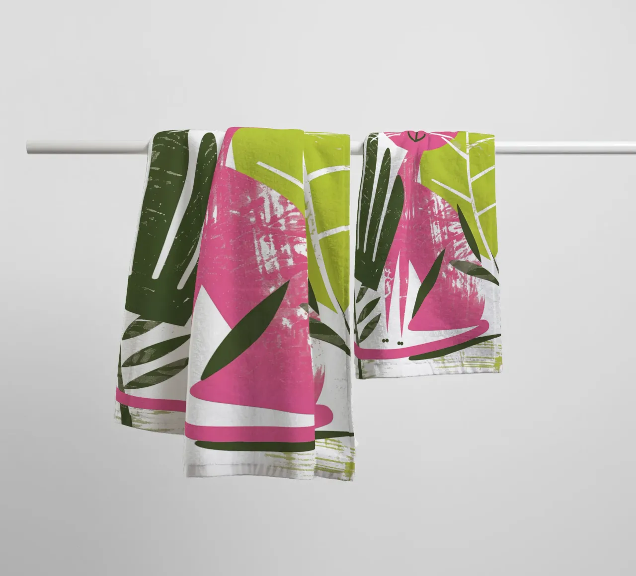 Cool pink cat | good mood motif towel by Autofocus