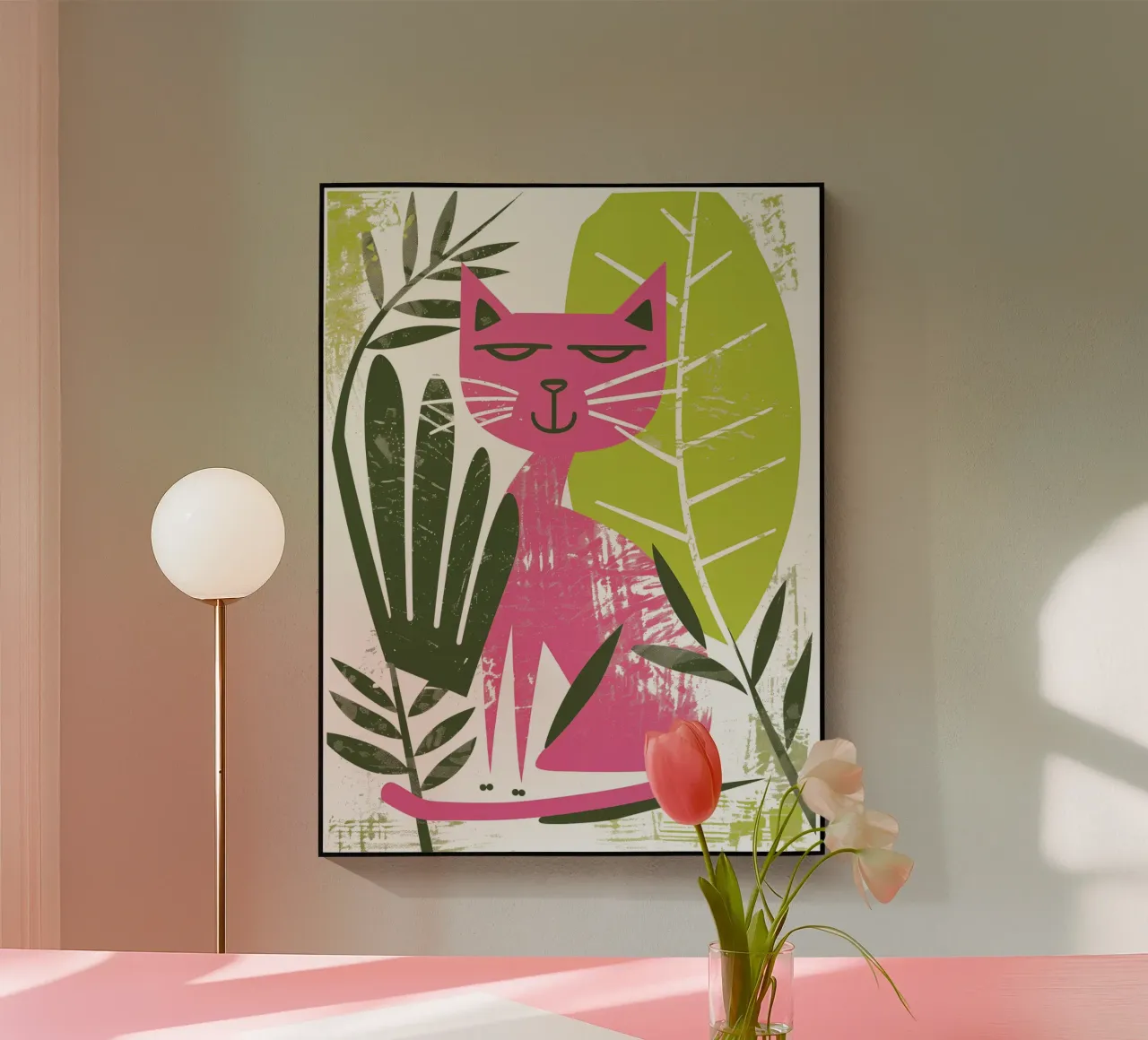 Gatto rosa fresco | motivo di buon umore plexiglass da Autofocus