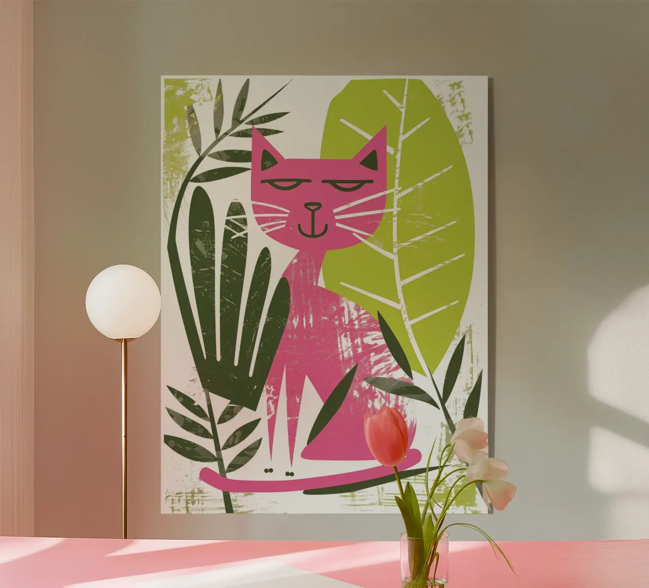 Gatto rosa fresco | motivo di buon umore plexiglass da Autofocus