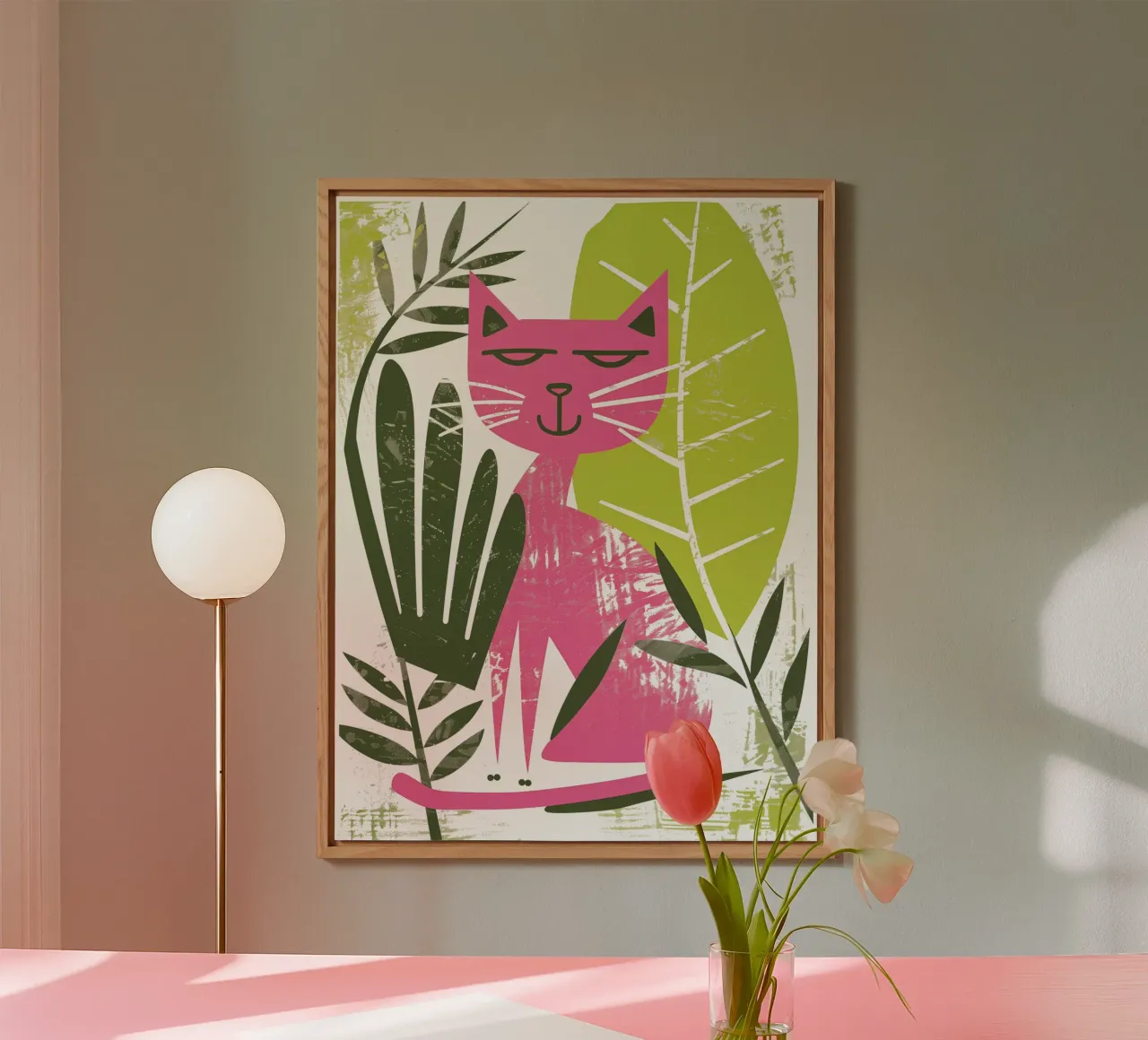 Gatto rosa fresco | motivo di buon umore alluminio dibond da Autofocus