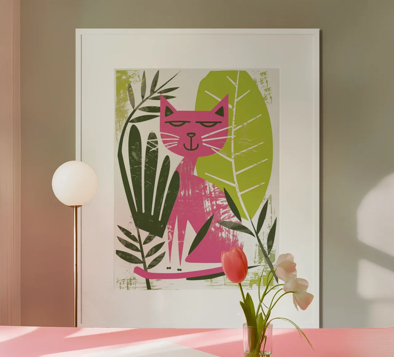 Gatto rosa fresco | motivo di buon umore carta hahnemühle da Autofocus