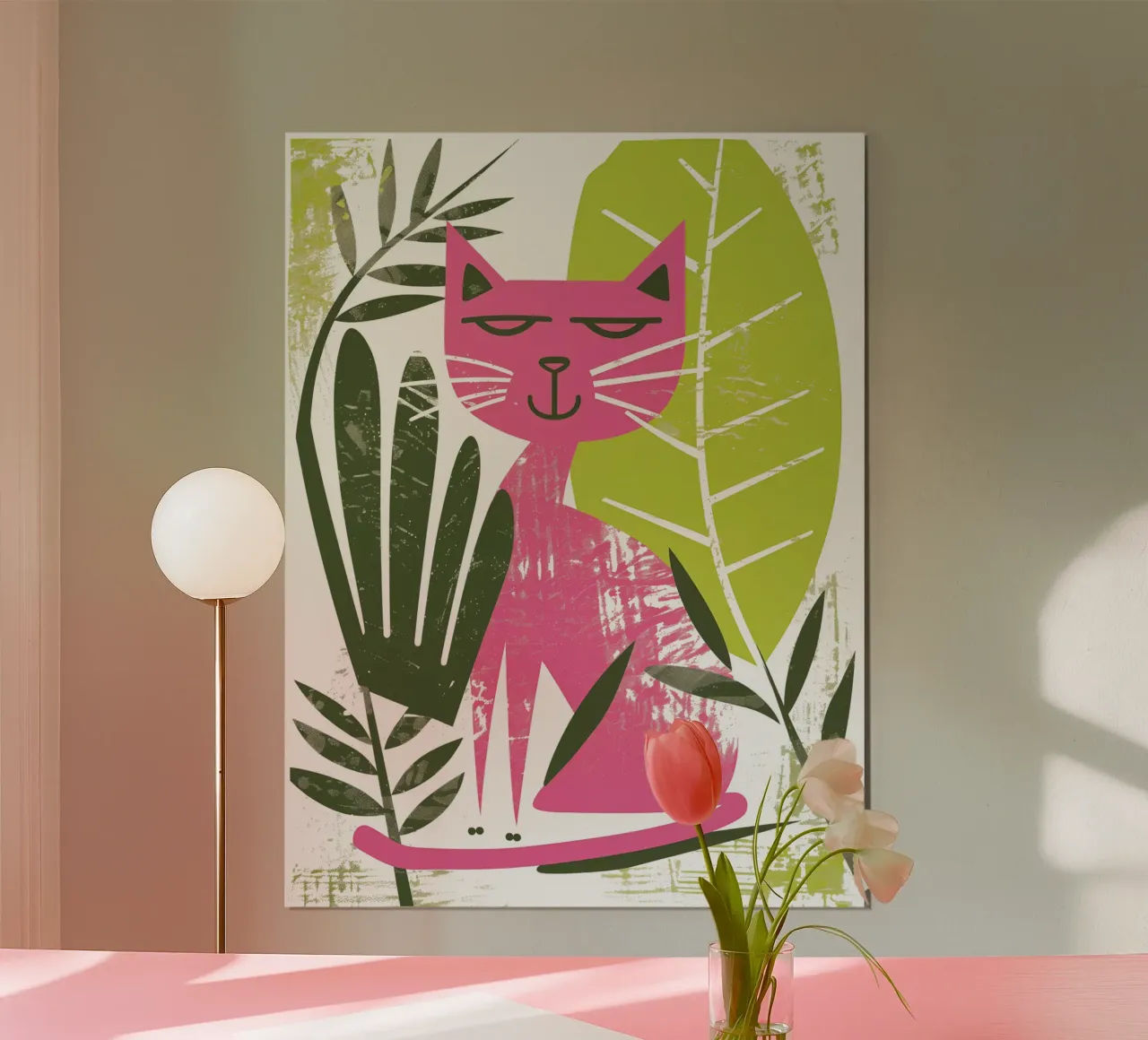 Gatto rosa fresco | motivo di buon umore carta hahnemühle da Autofocus