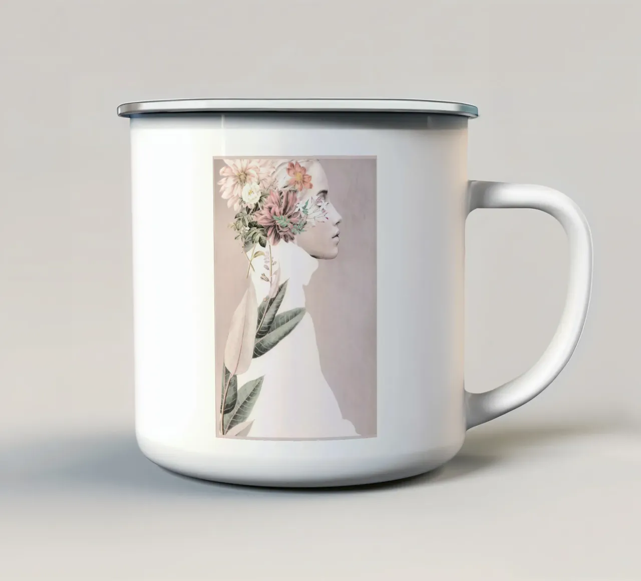 Retrato floral 33 taza de esmalte de dada22