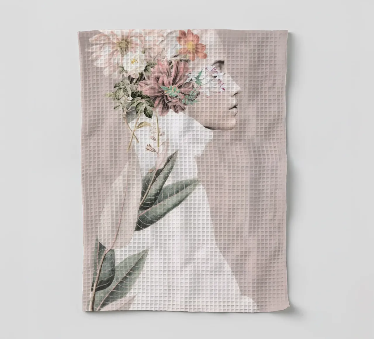 Blumiges Porträt 33 Geschirrtuch von dada22