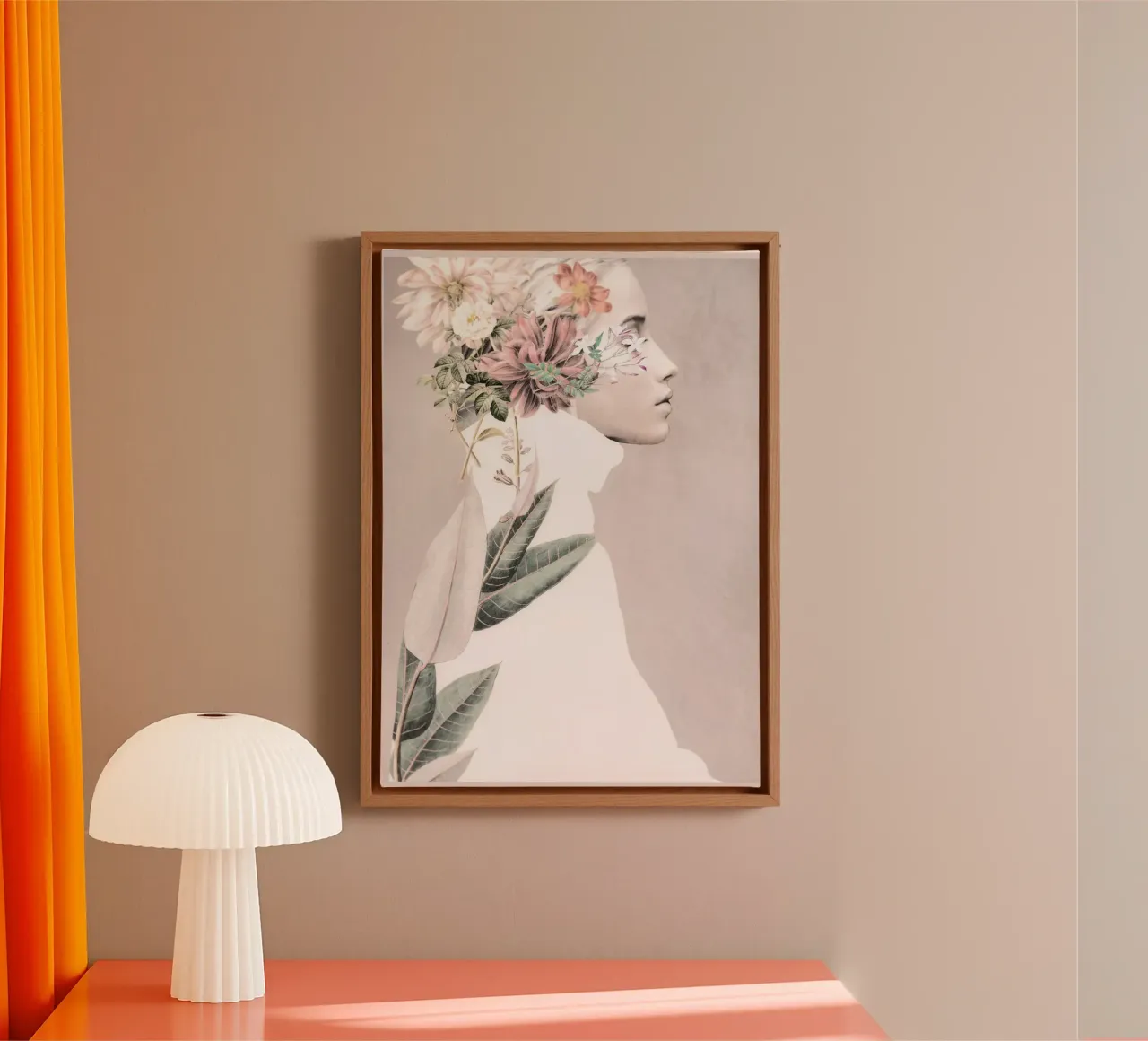 Blumiges Porträt 33 Leinwand mit Schattenfugenrahmen von dada22