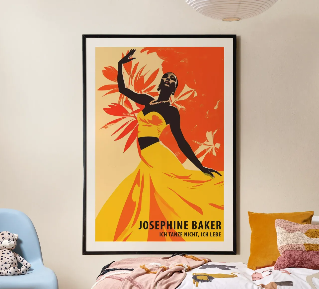 Josephine Baker | Ik dans niet, ik leef poster met kunststof frame van Autofocus