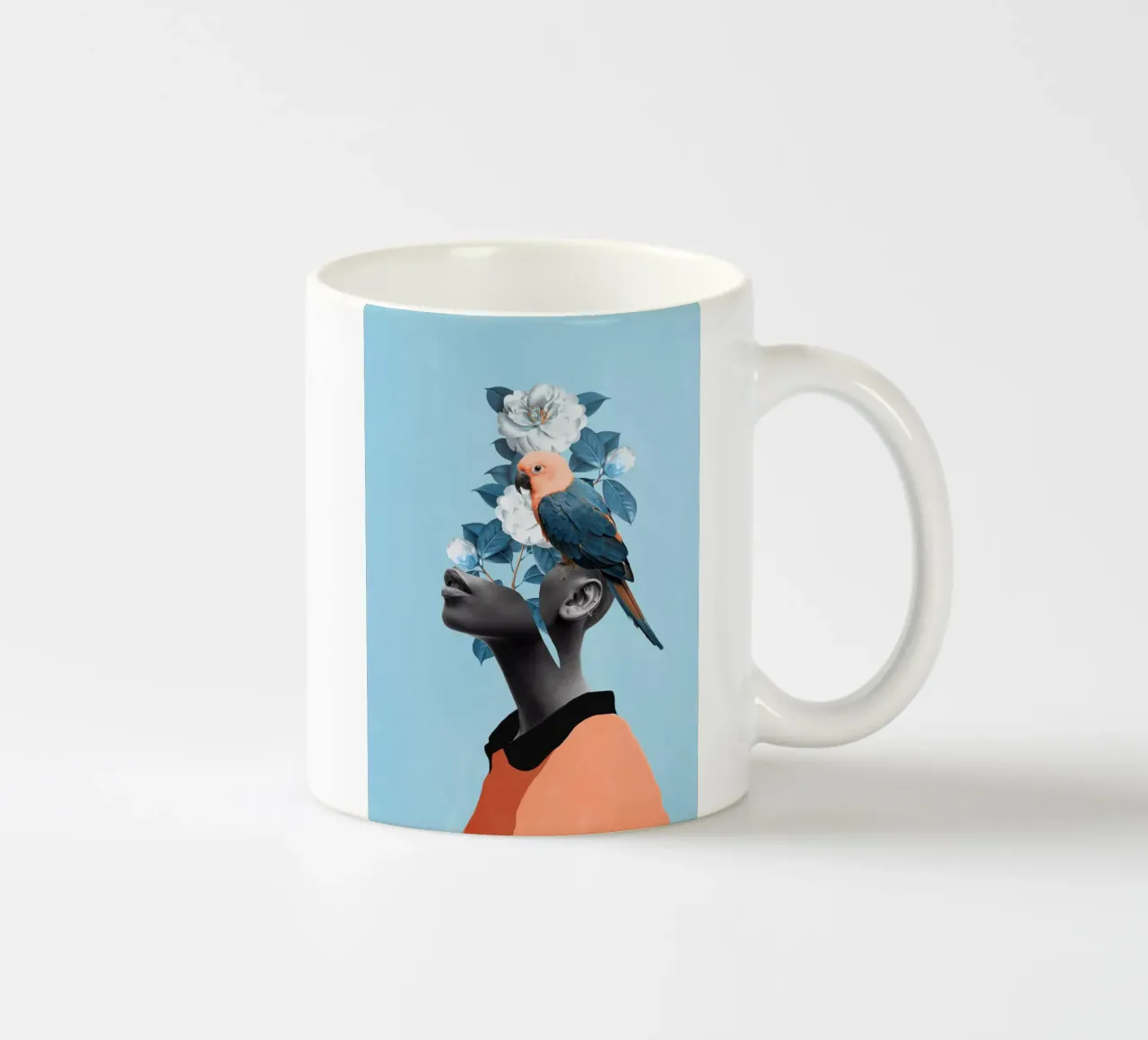 Ragazza con pappagallo tazza in ceramica da dada22