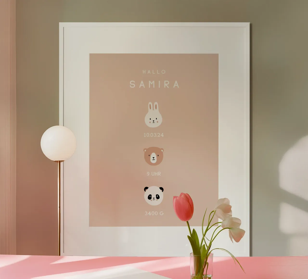 Baby Animals | Blush poster with plastic frame by mymia