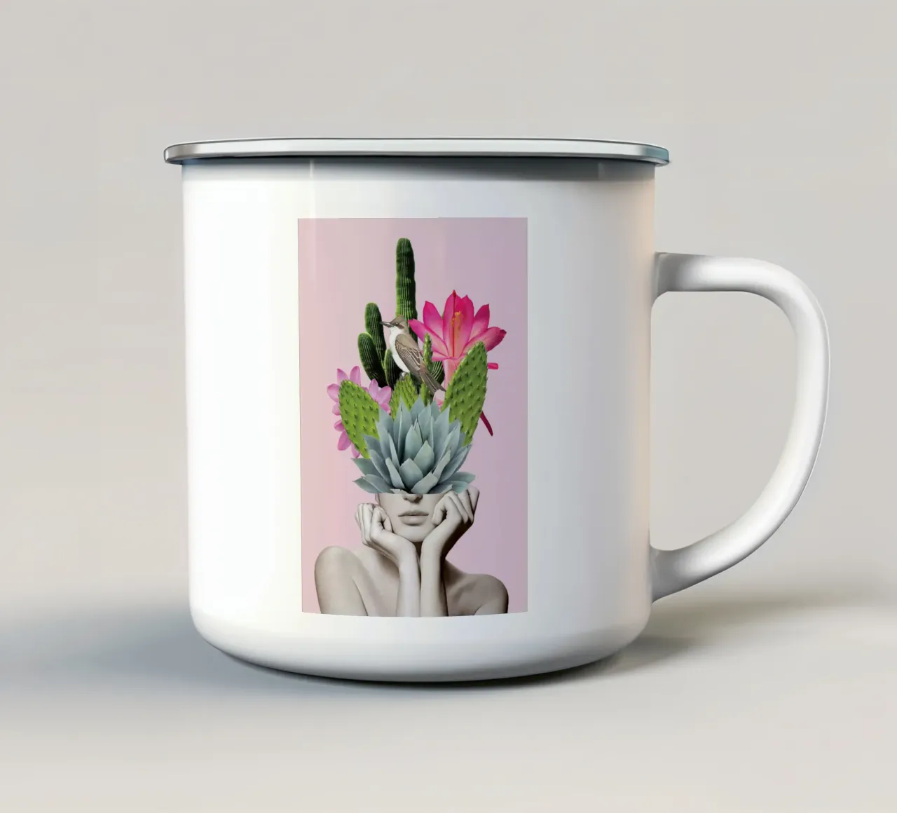 Signora dei cactus tazza in smalto da dada22