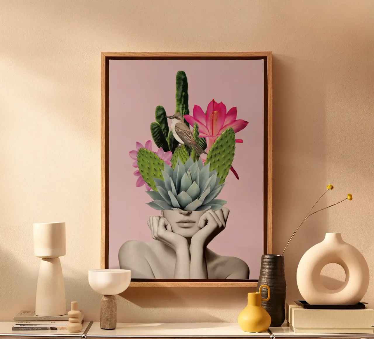 Signora dei cactus tela con Cornice a cassetta da dada22