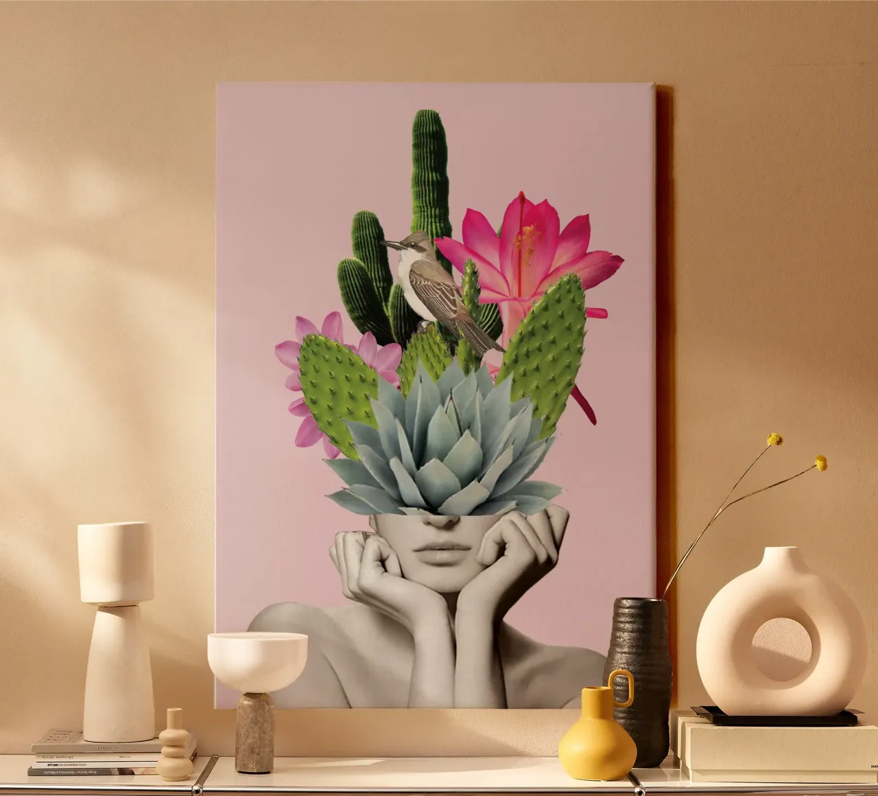 Signora dei cactus tela con Cornice a cassetta da dada22