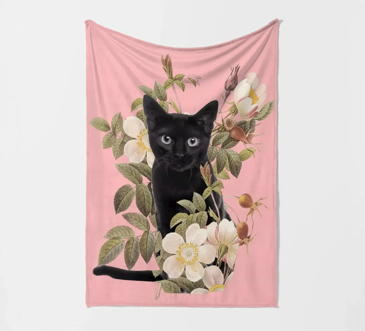 Gatto con fiori 6 coperta in pile da dada22