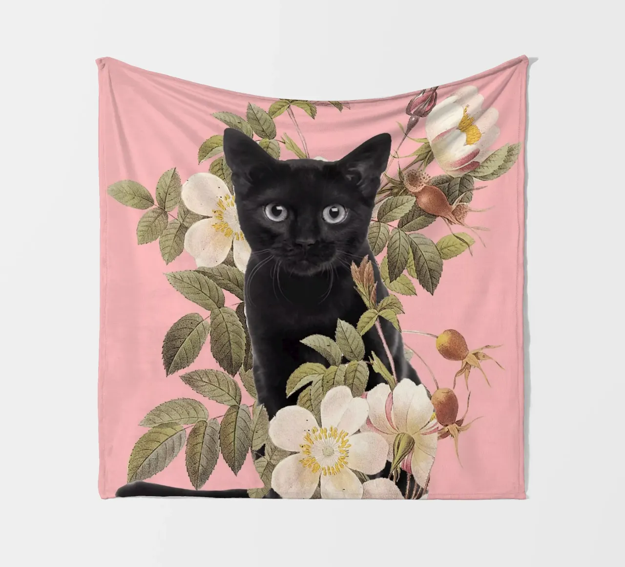 Gatto con fiori 6 coperta in pile da dada22