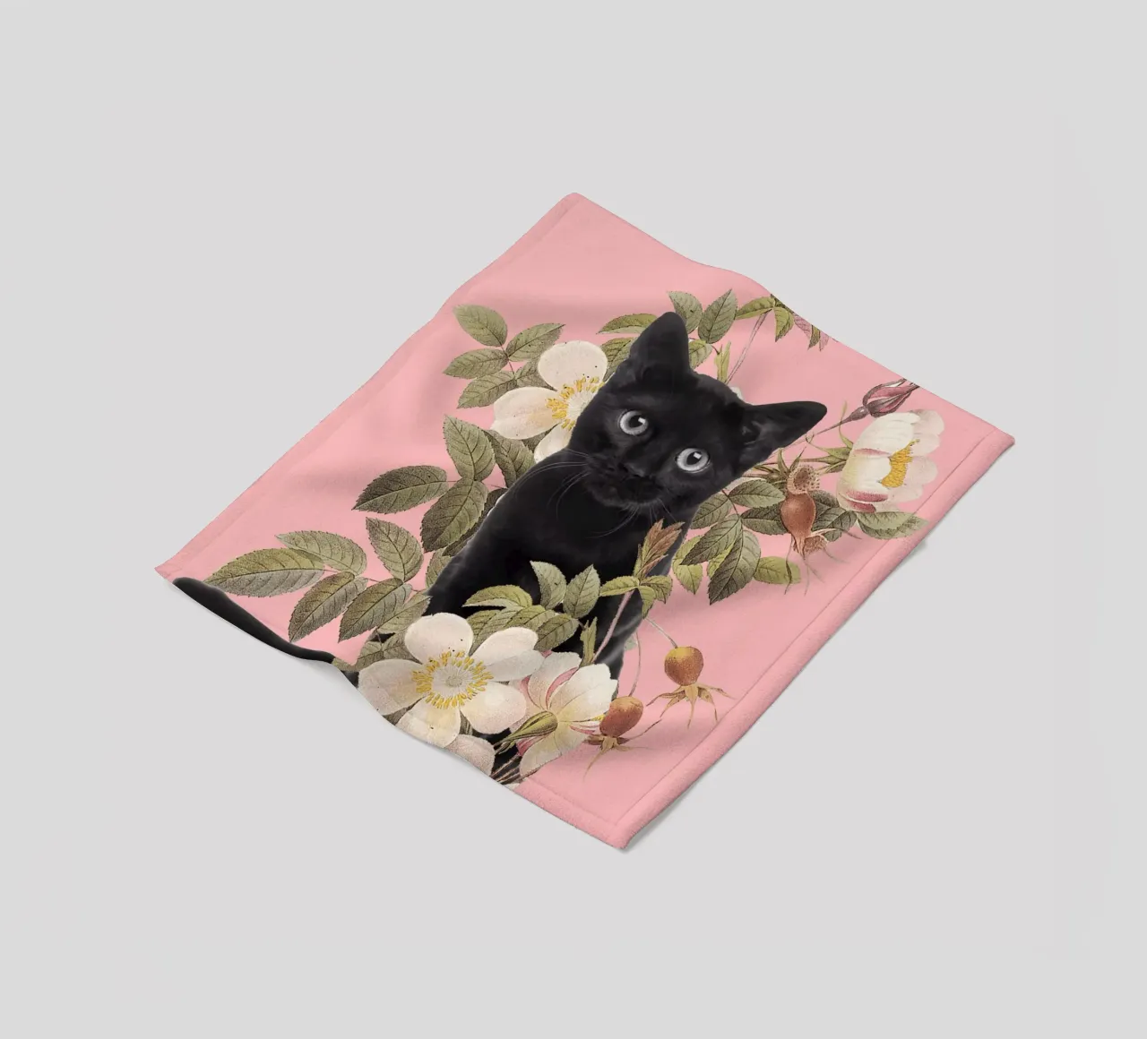 Gatto con fiori 6 coperta in pile da dada22