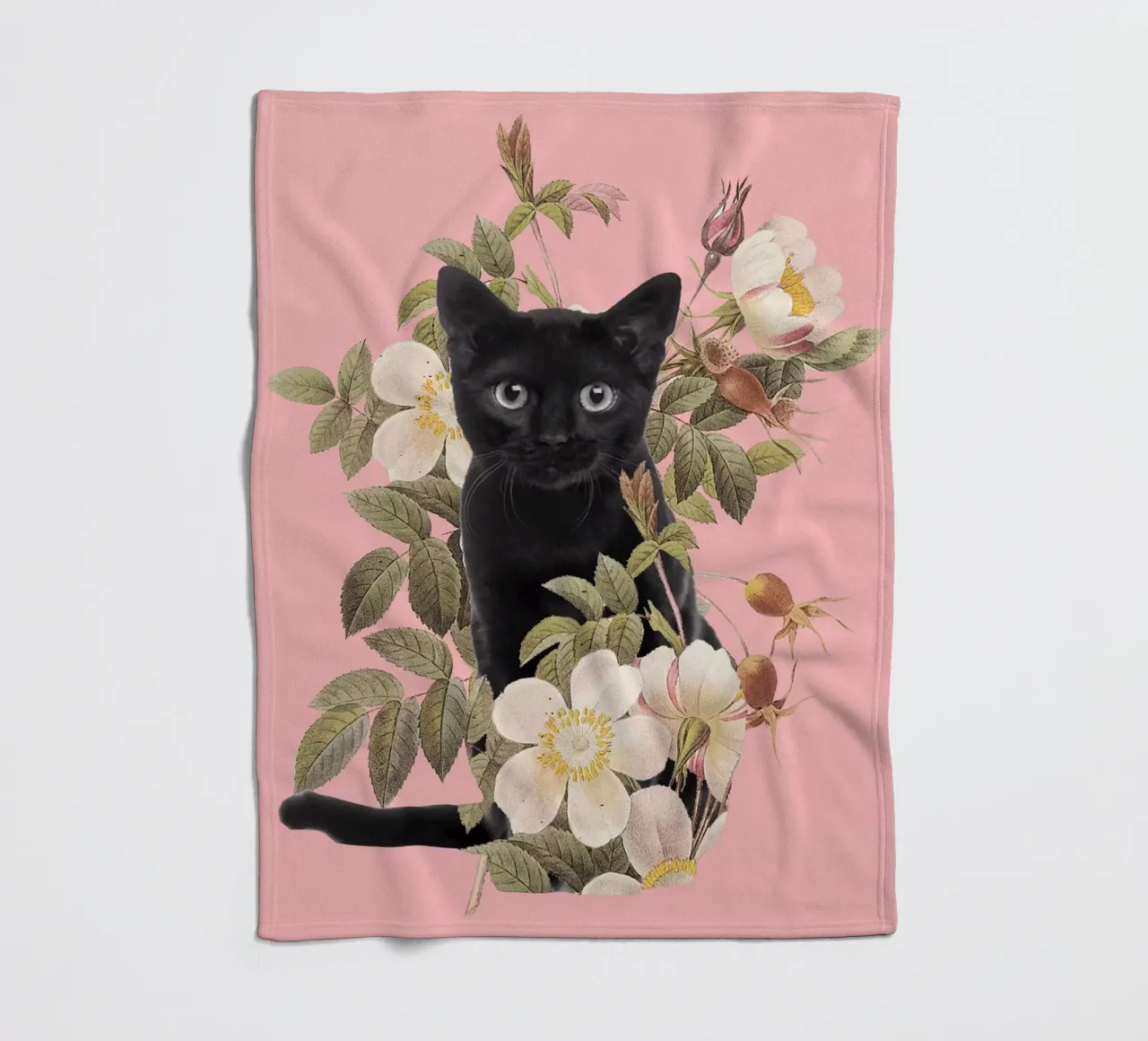 Gatto con fiori 6 coperta in pile da dada22