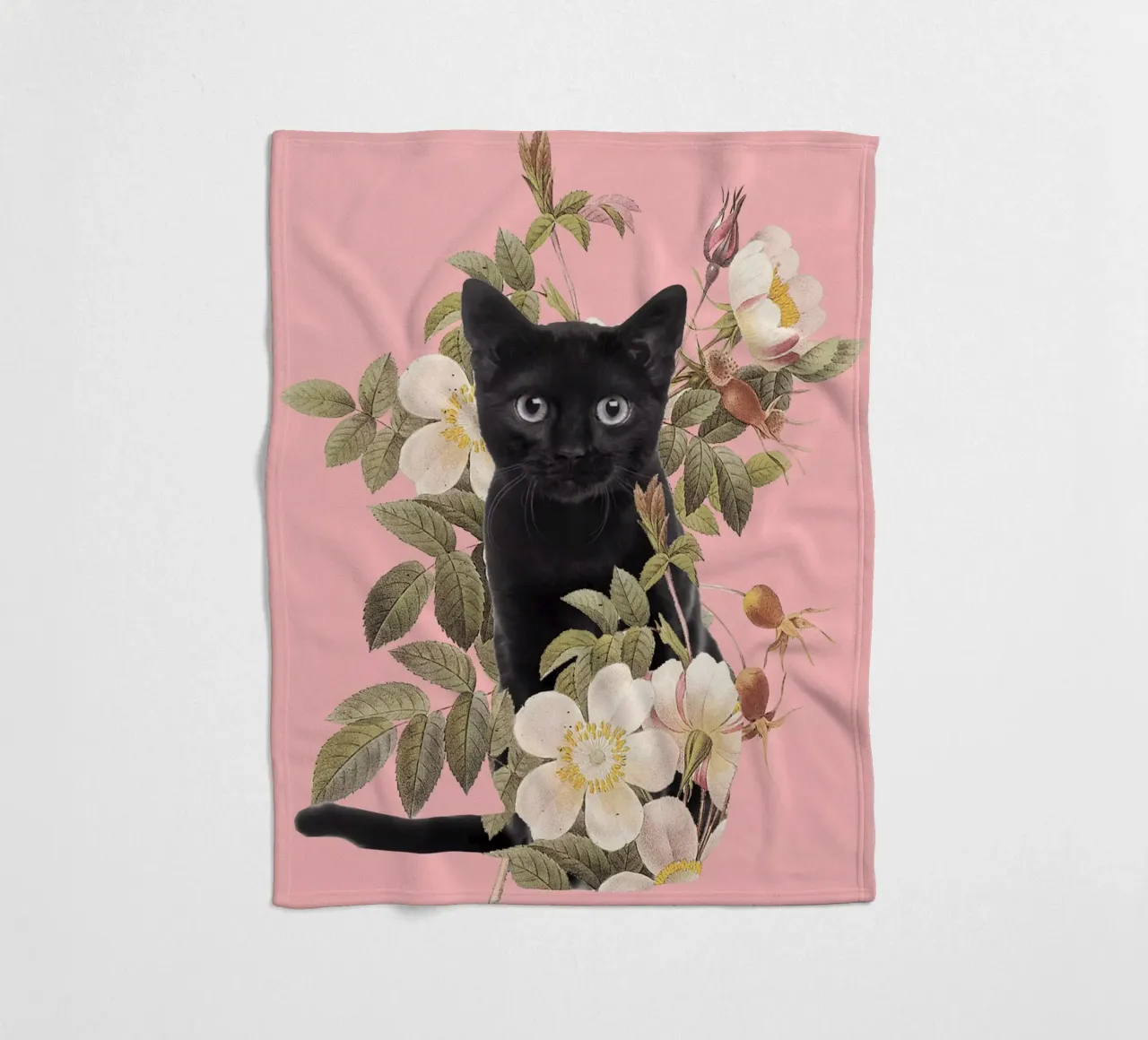 Gatto con fiori 6 coperta in pile da dada22