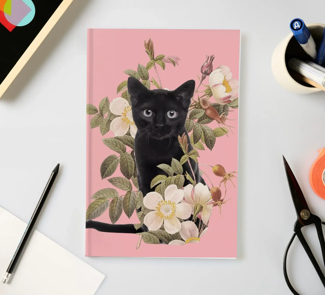Cat With Flowers 6 notebook by dada22