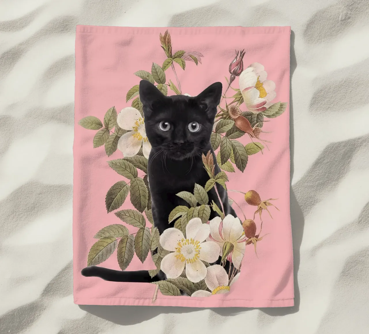 Gatto con fiori 6 telo mare da dada22