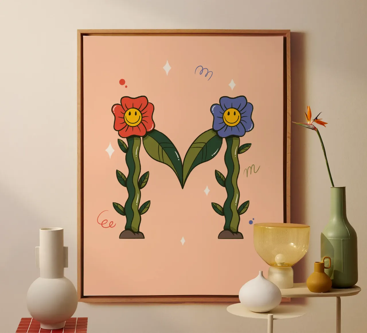 Bloem M canvas met Baklijst van Rafa Gomes