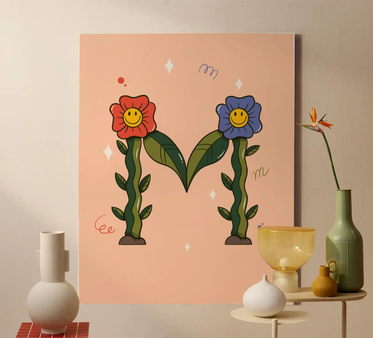 Bloem M canvas met Baklijst van Rafa Gomes