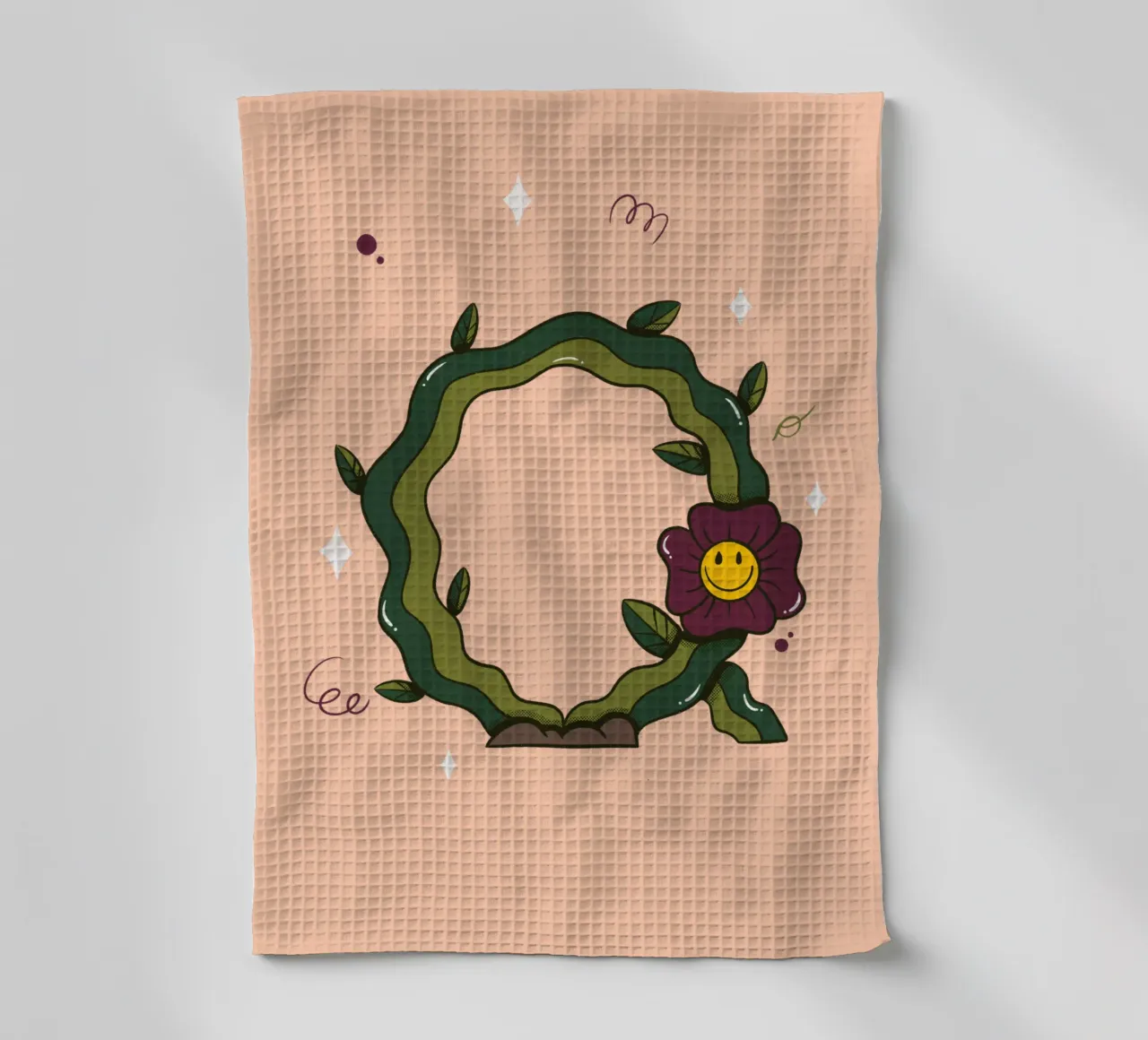 Flower Q tea towel by Rafa Gomes