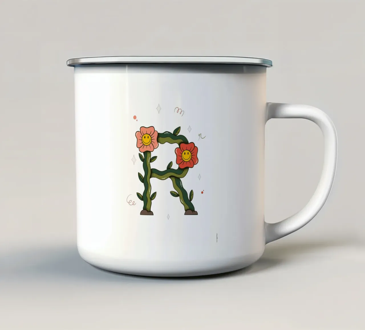 Fiore R tazza in smalto da Rafa Gomes