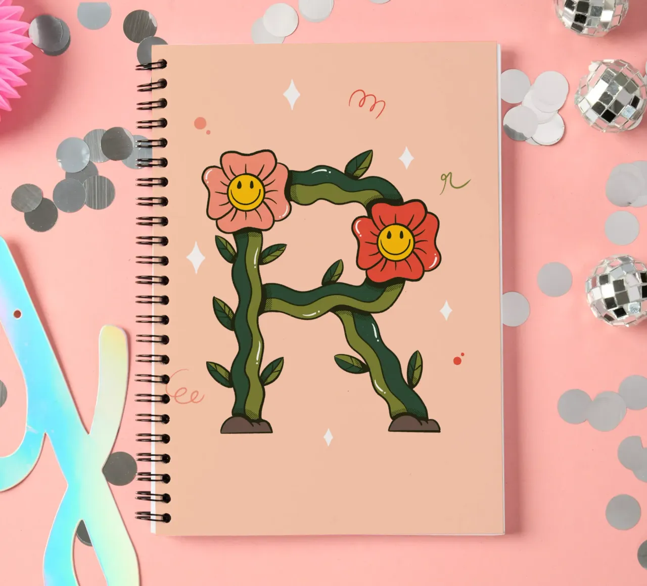 Flower R spiral notebook by Rafa Gomes