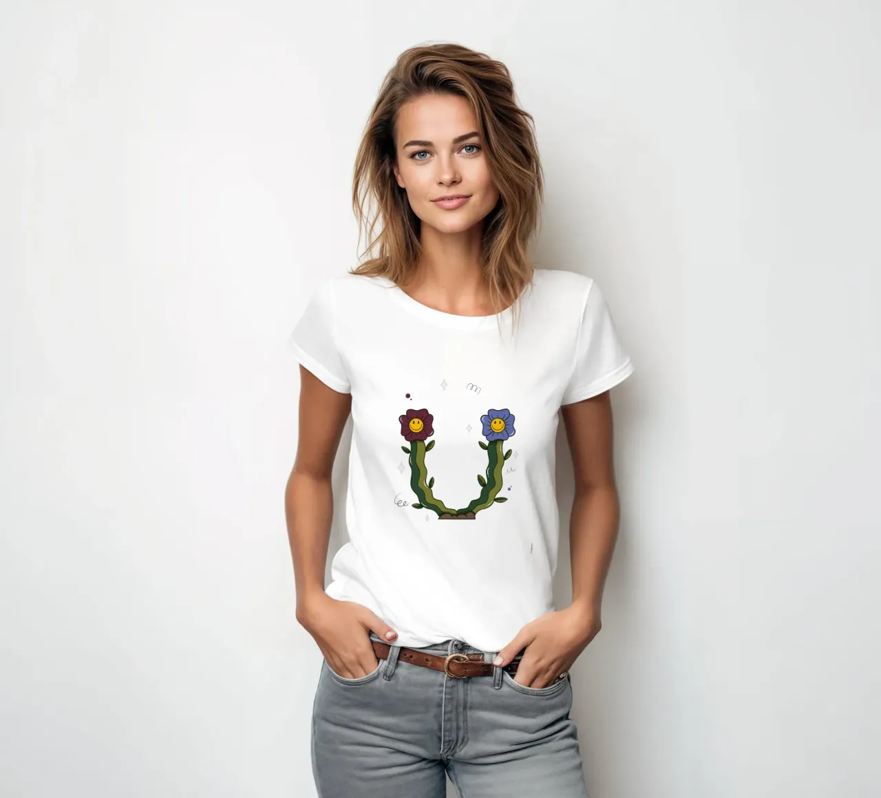 Flower U women's fitted t-shirt by Rafa Gomes