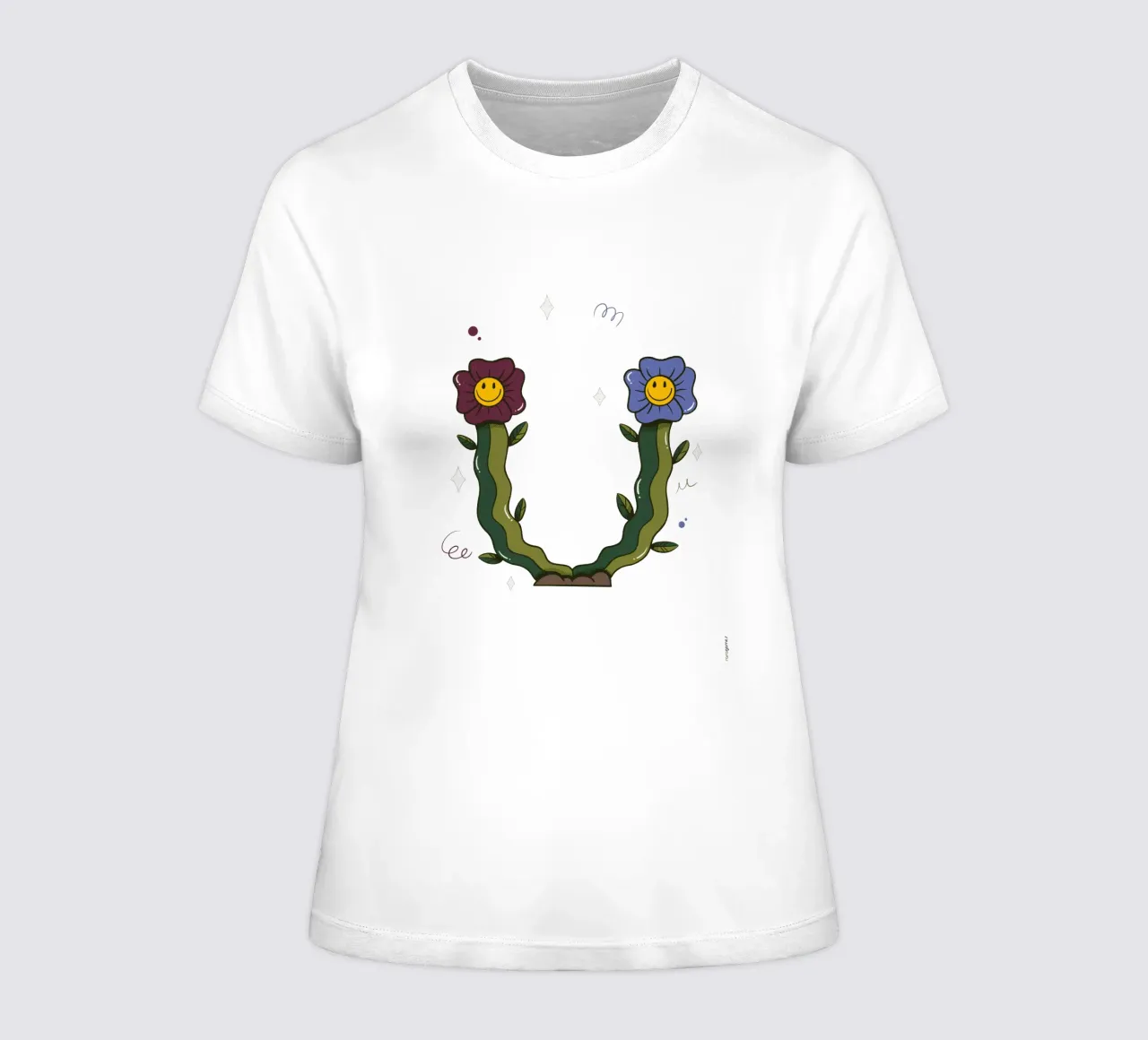 Flower U women's fitted t-shirt by Rafa Gomes