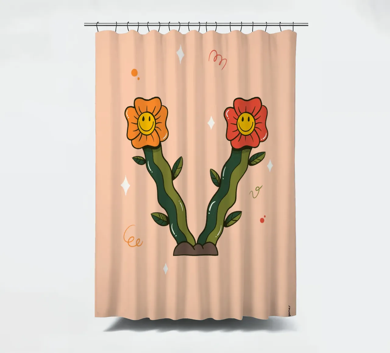 Flower V shower curtain by Rafa Gomes