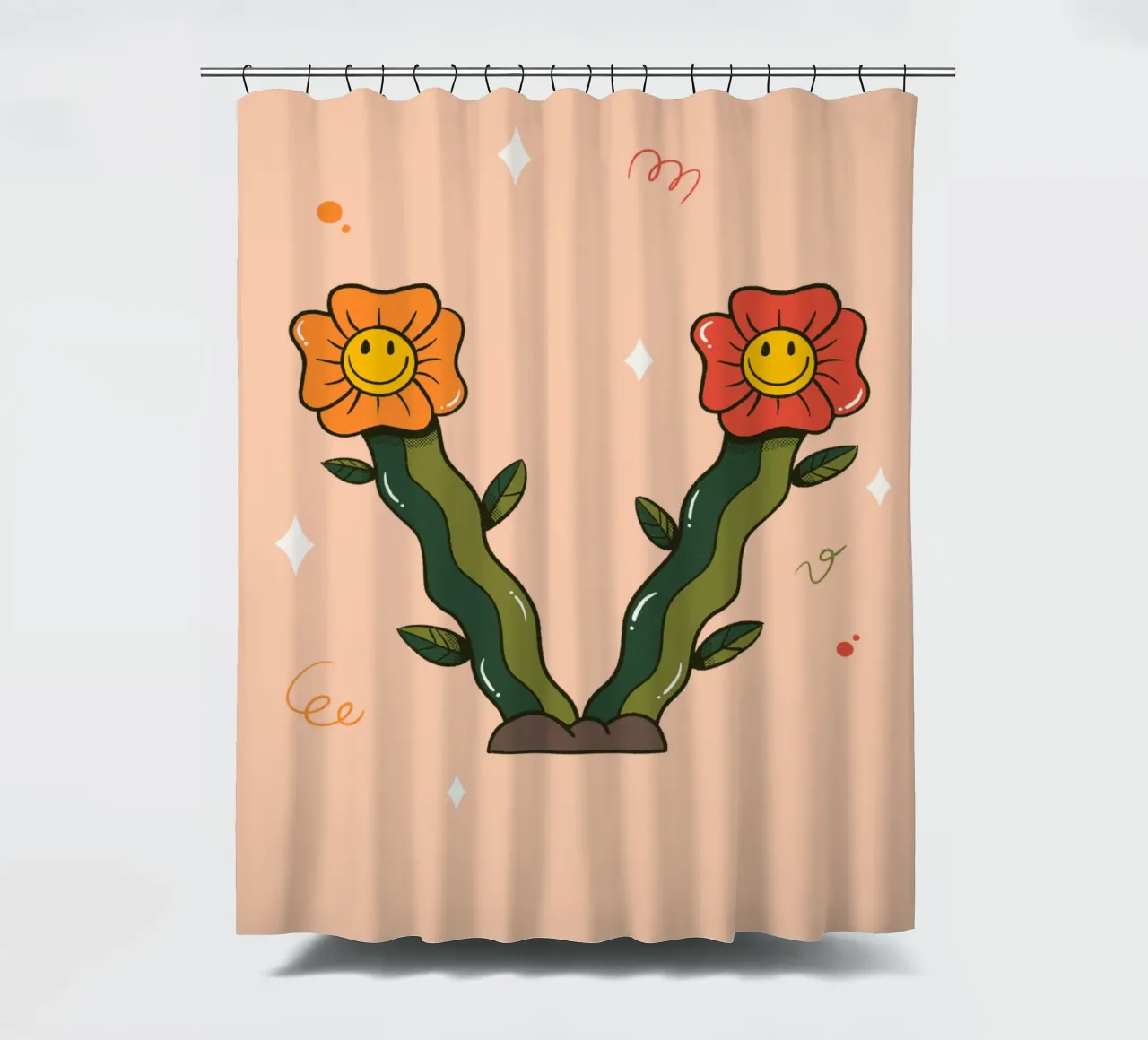 Flower V shower curtain by Rafa Gomes