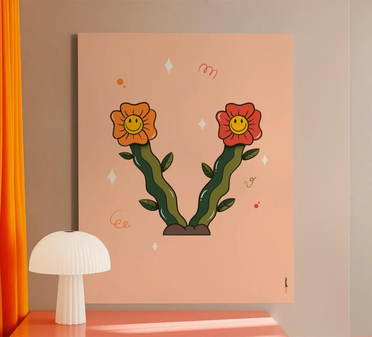 Bloem V canvas met Baklijst van Rafa Gomes