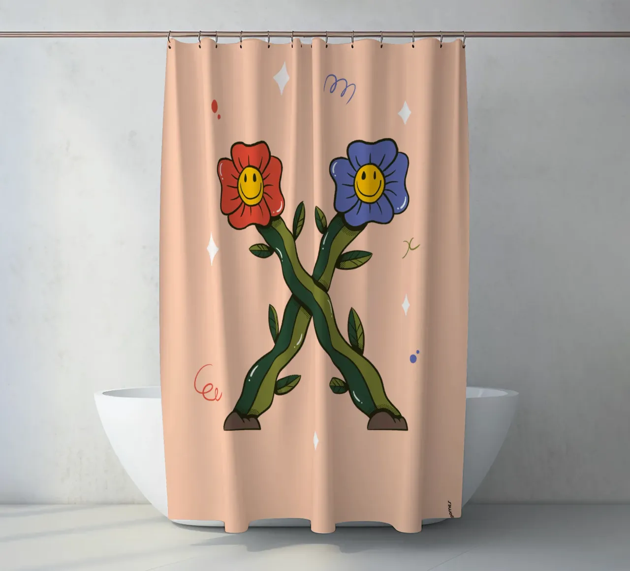 Flower X shower curtain by Rafa Gomes