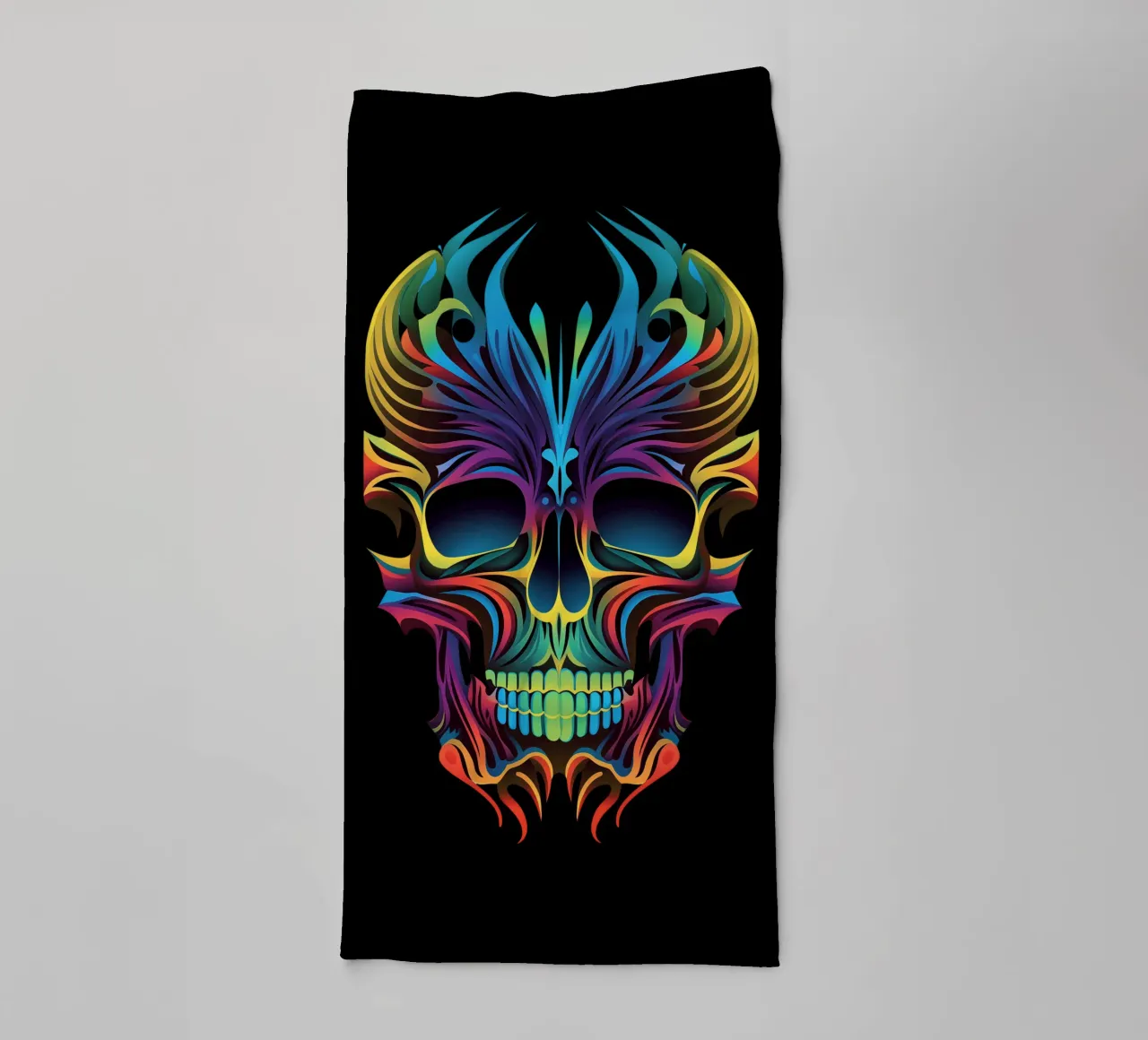 Neon Kirigami-Skull | Day of the Dead trifft Tribal Tattoo towel by Autofocus