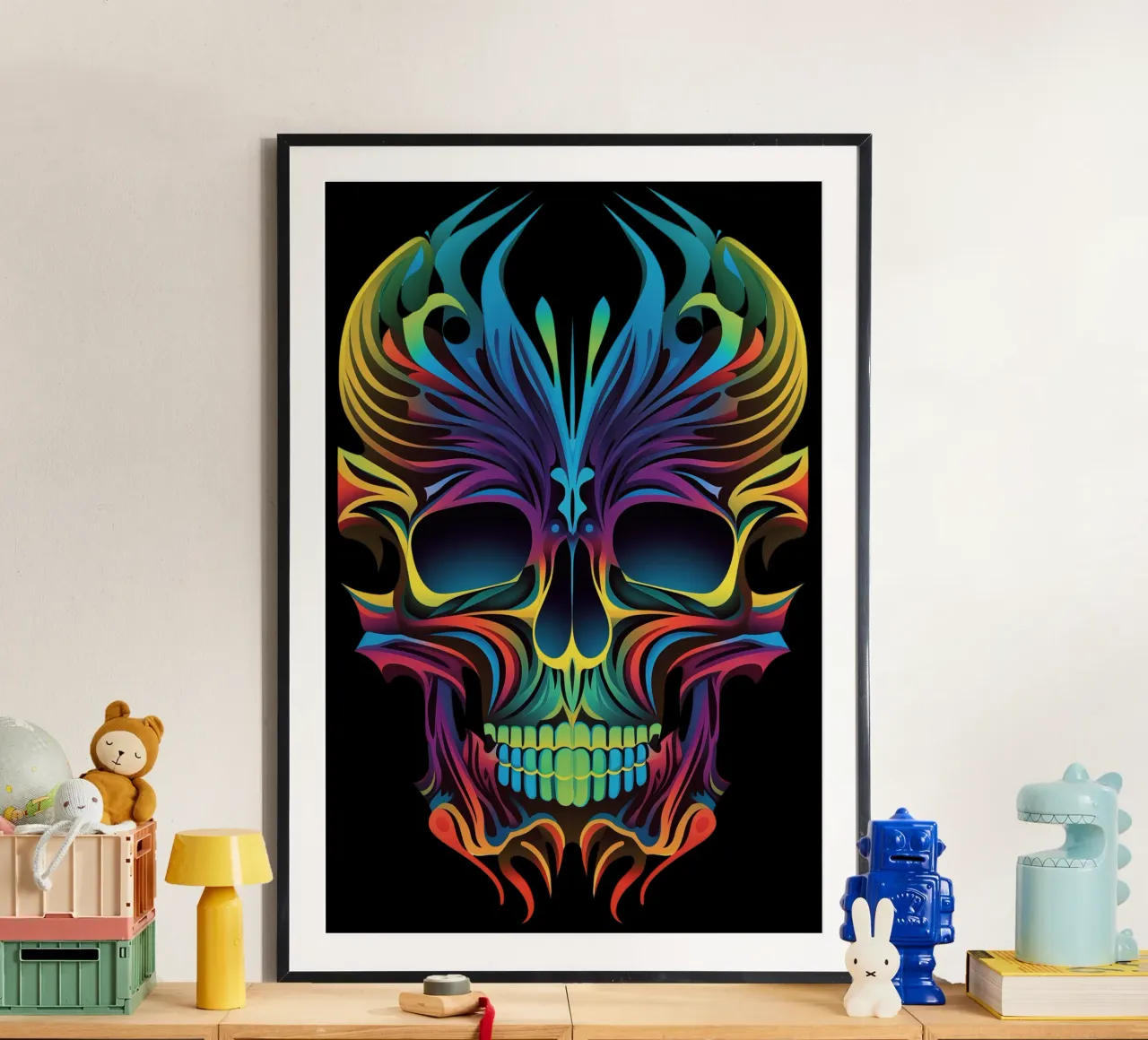 Tatouage tribal néon Kirigami-Skull | Day of the Dead trifft poster de Autofocus