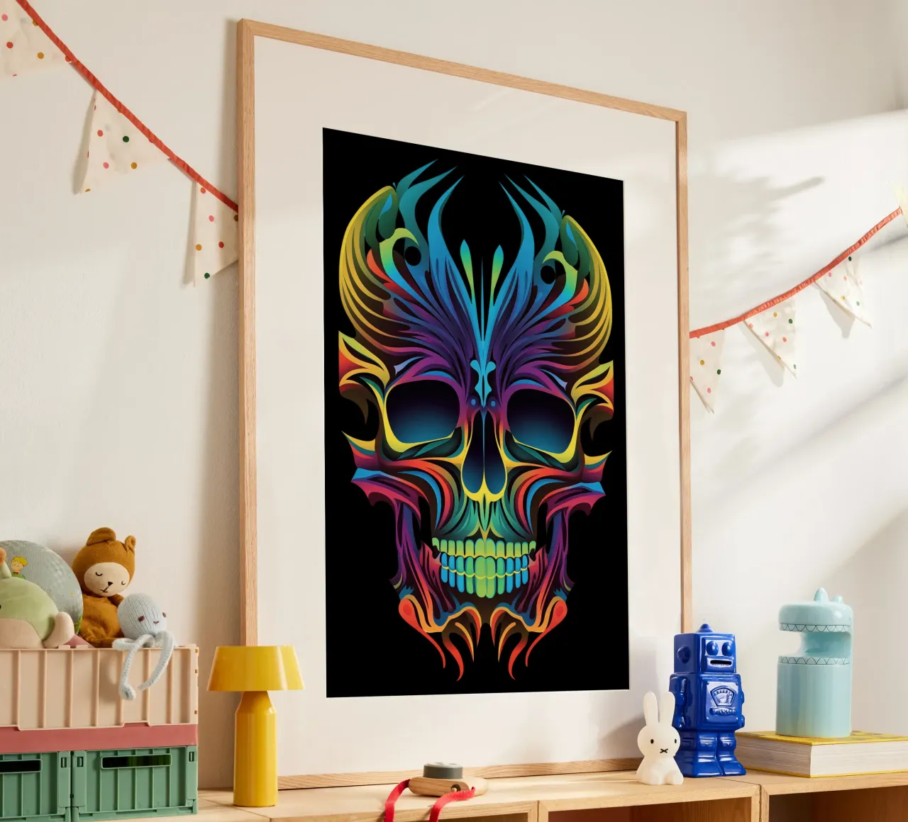 Tatouage tribal néon Kirigami-Skull | Day of the Dead trifft poster de Autofocus