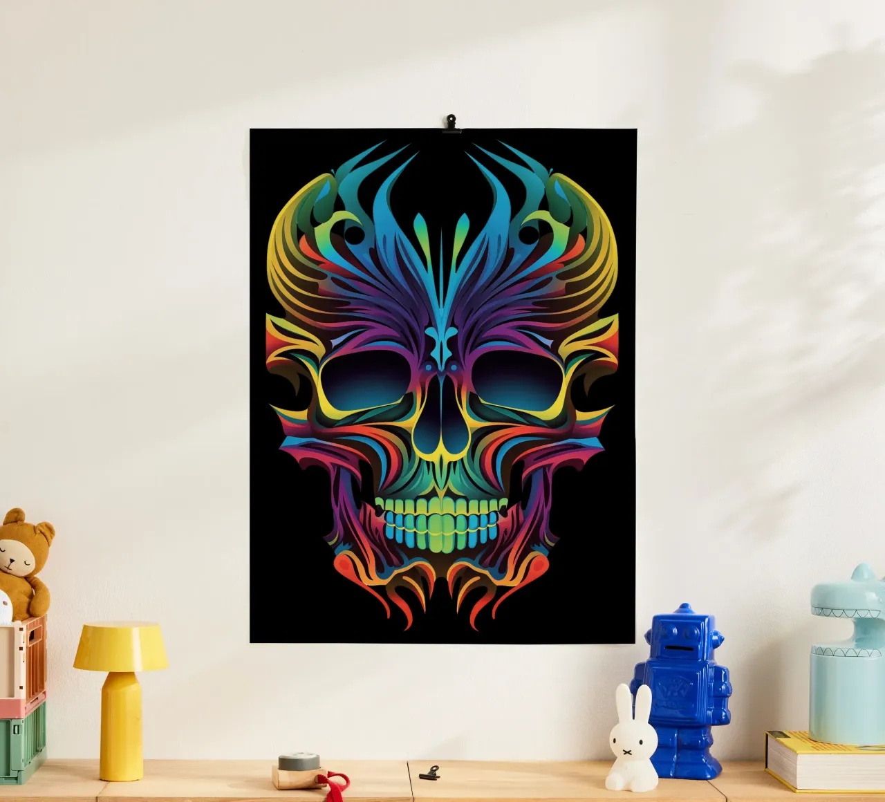 Tatouage tribal néon Kirigami-Skull | Day of the Dead trifft poster de Autofocus